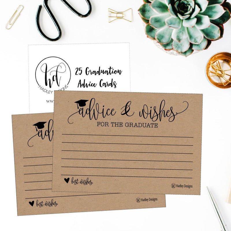 Hadley Designs 25 Graduation Advice Cards 2025 - Grad Notes, Advice and Wishes, & Words of Wisdom Cards for Graduate in Bulk, Ideal for College and High School Graduation Games & Party (Rustic) - Image 5